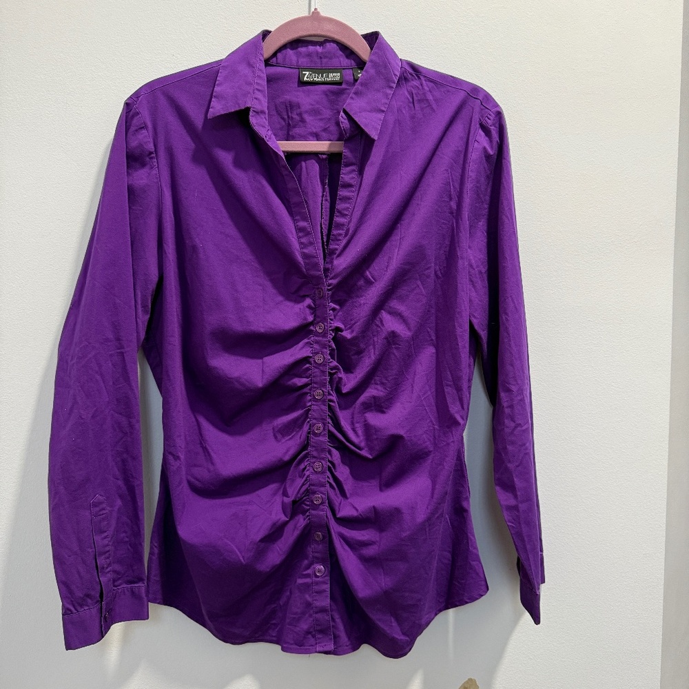 Cute Vibrant Purple Button Shirt from 7th Avenue